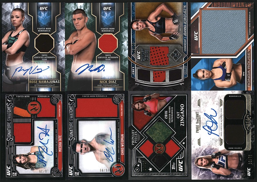 - UFC Autograph, Memorabilia, & Insert Card Collection w/Stars Rousey, Diaz, Aldo, Tate (100+)