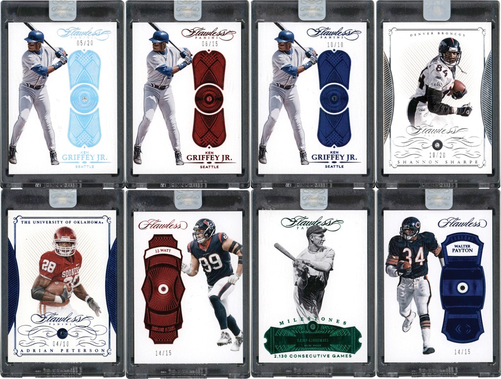 Modern Sports Cards - 2015-2017 Flawless Diamond, Sapphire, Ruby, Emerald Collection w/Lou Gehrig (8)