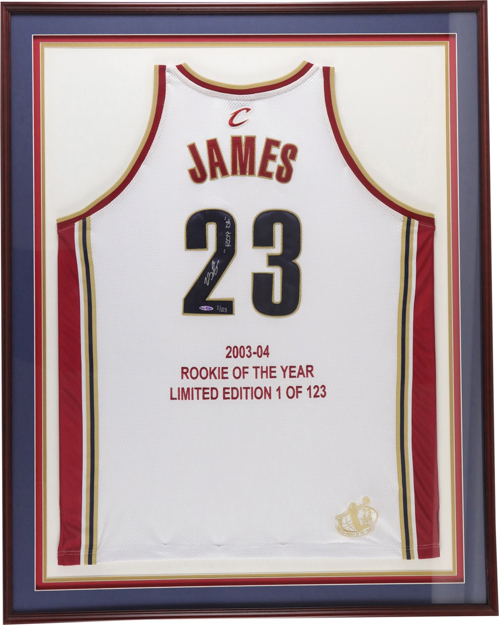 - 2003-04 LeBron James Cleveland Cavaliers Signed Rookie of the Year Jersey - Limited Edition - Hand-Numbered 1/123 (UDA)
