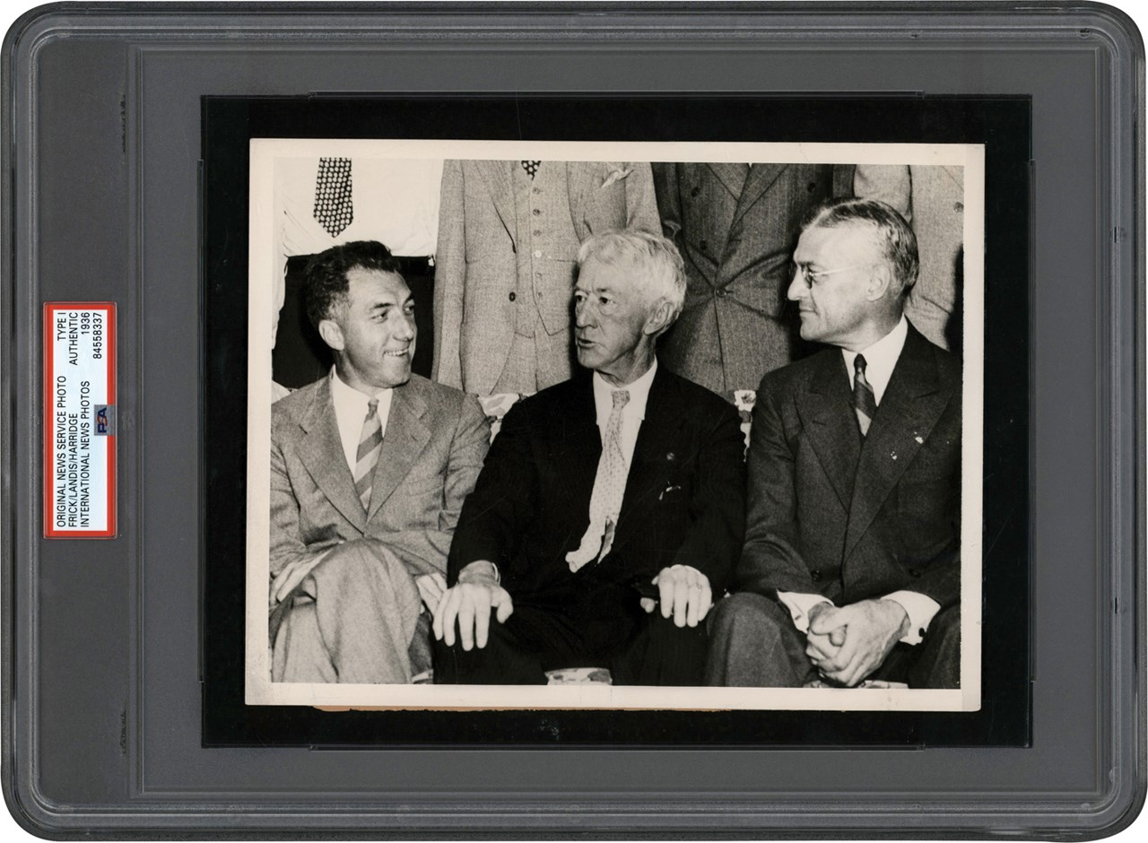 - 1936 Kenesaw Landis, Ford Frick, and William Harridge Photograph (PSA Type I)
