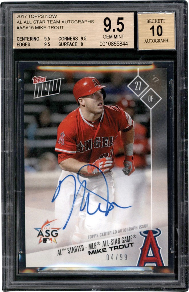 Modern Sports Cards - 2017 Topps Now AL All Star Team Autographs #ASA15 Mike Trout Auto #04/99 BGS GEM MINT 9.5 - Auto 10