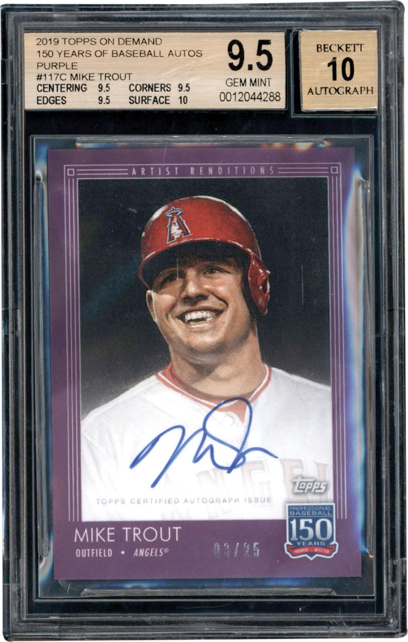 - 2019 Topps On Demand 150 Years of Baseball Autos Purple #117C Mike Trout Autograph 03/25 BGS GEM MINT 9.5 - Auto 10