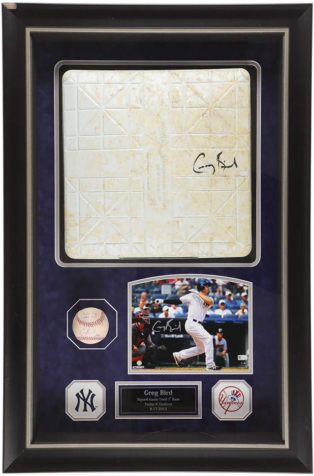 Greg Bird New York Yankees Signed Game Used Display (MLB & Steiner)