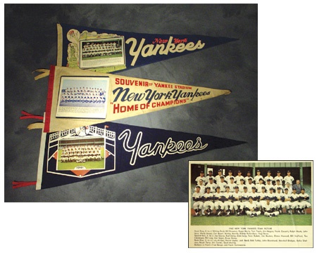 NY Yankees, Giants & Mets - 1961, ‘62, & ‘65 New York Yankees Photo Pennants