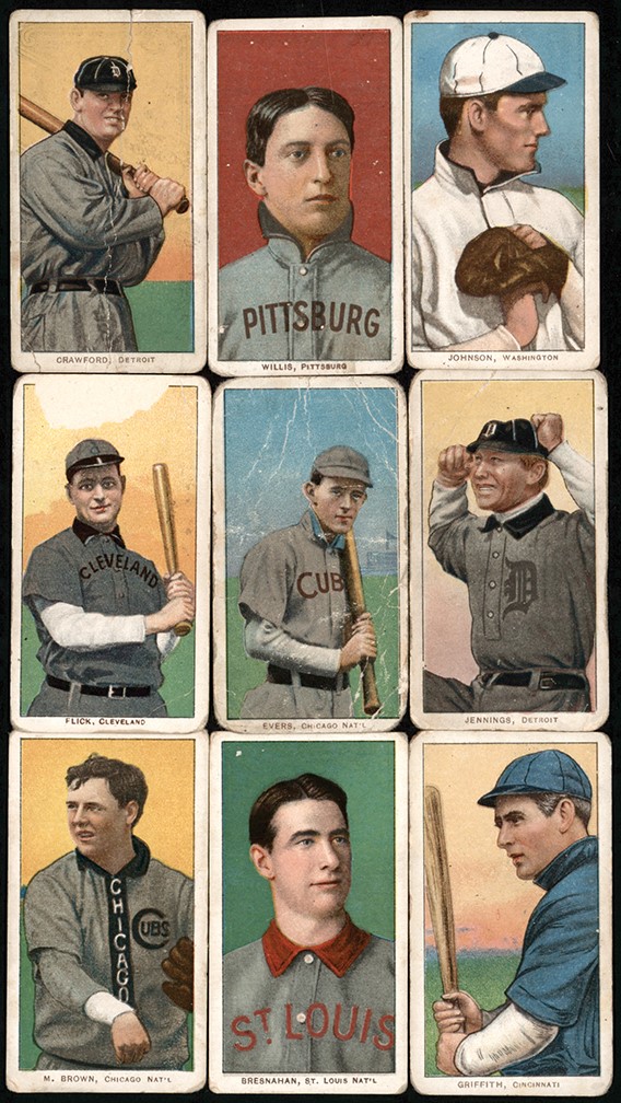 - 1909-11 T206 Hall of Famer Collection (9) w/Walter Johnson & Crawford (Tolstoi)