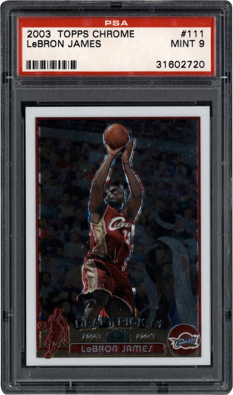 Modern Sports Cards - 003 Topps Chrome #111 LeBron James Rookie PSA MINT 9