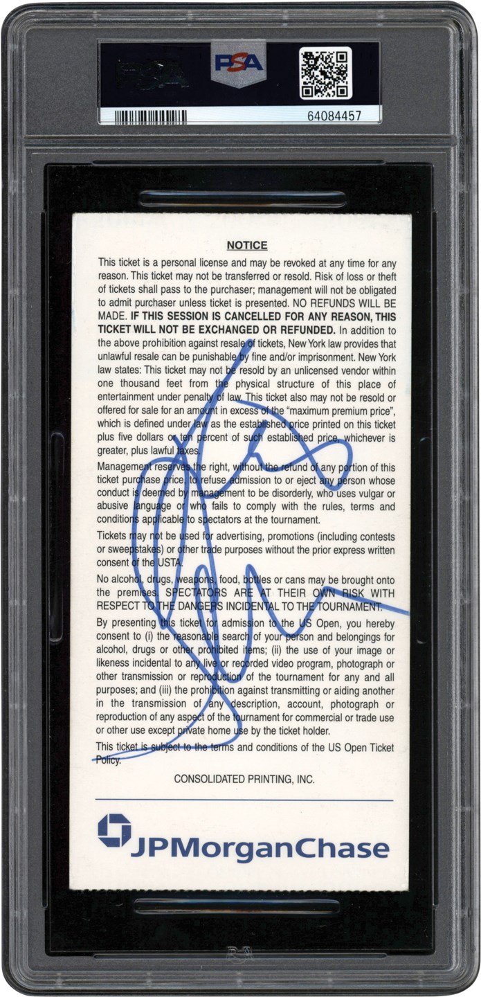 - Historic 2001 US Open Final Ticket Signed by Venus & Serena Williams - Williams Sisters 1st Grand Slam Final Matchup PSA VG-EX 4 (Only PSA Example!)