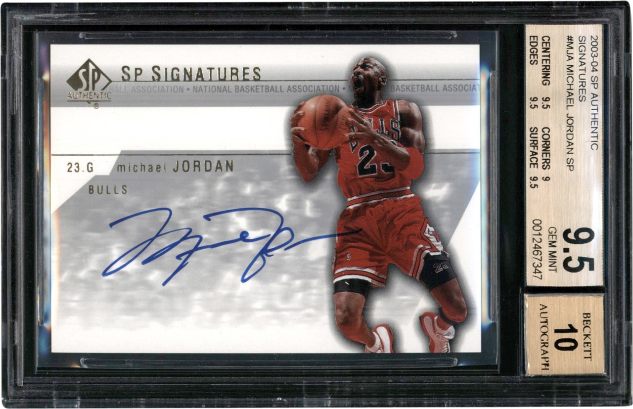 - 003-2004 SP Authentic Signatures #MJA Michael Jordan Autograph Card BGS GEM MINT 9.5 - Auto 10