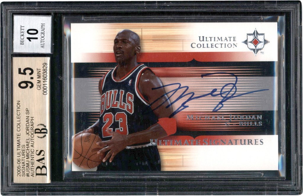 Modern Sports Cards - 005-2006 Ultimate Collection Signatures #USMJ Michael Jordan Autograph Card BAS GEM MINT 9.5 Auto 10 (True Gem)