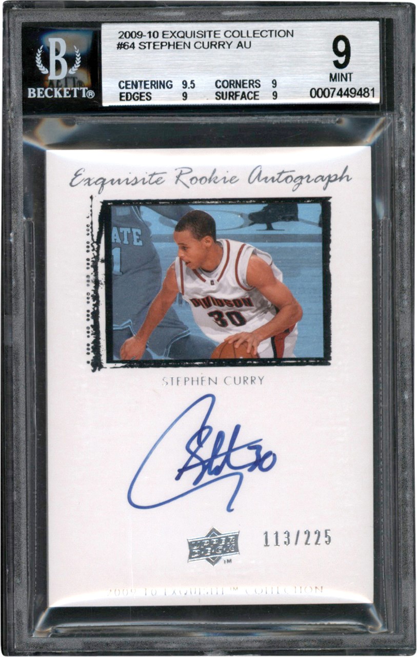 Modern Sports Cards - 009-2010 Exquisite Collection Rookie #64 Stephen Curry Rookie Autograph Card #113/225 BGS MINT 9 - Auto 10