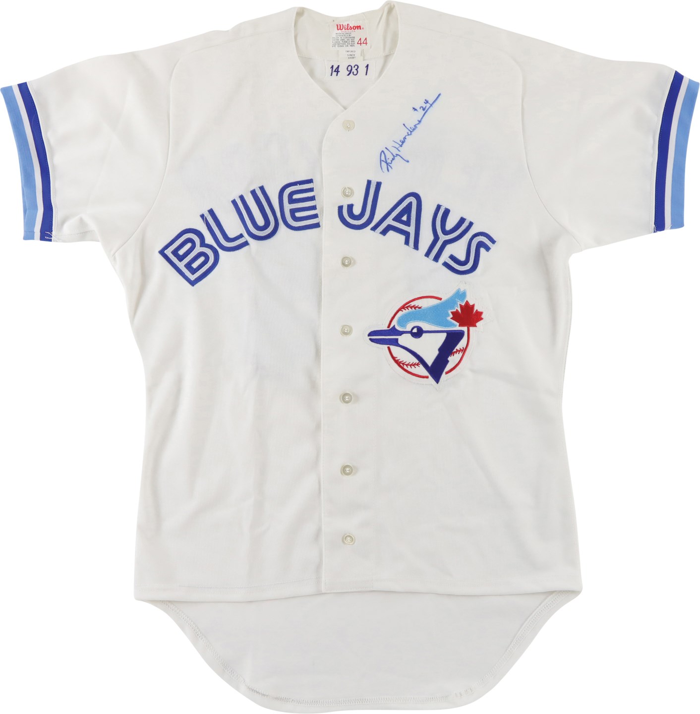 - 1993 Rickey Henderson Toronto Blue Jays Signed Game Issued Jersey