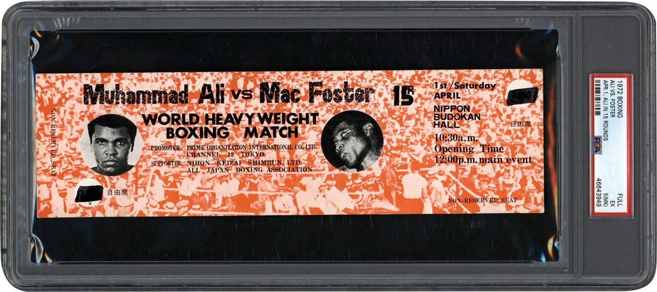 - 1972 Muhammad Ali vs. Mac Foster Full Ticket PSA EX 5 (mk)