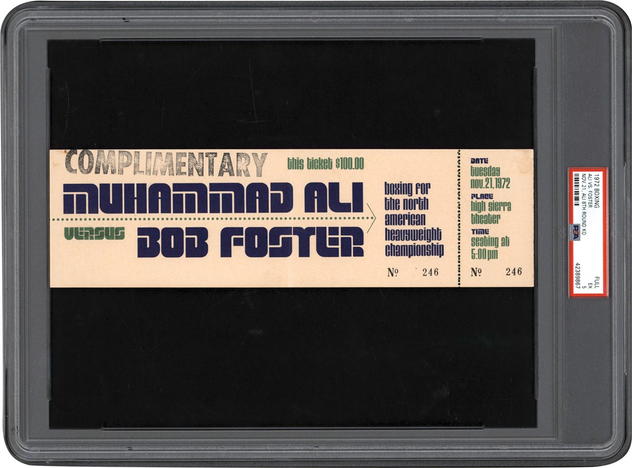 #1 Muhammad Ali PSA Ticket Collection - 1972 Muhammad Ali vs. Bob Foster Full Ticket - Only PSA Graded Example! PSA EX 5