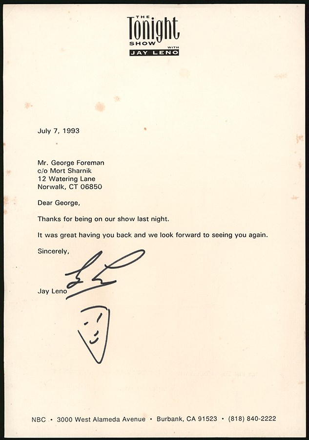 - Jay Leno Personalized Letter to George Foreman