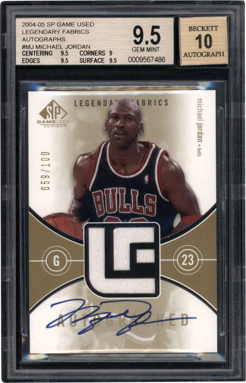 Modern Sports Cards - 004-2005 SP Game Used Legendary Fabrics #MJ Michael Jordan Game Used Jersey Autograph Card #59/100 BGS GEM MINT 9.5 - Auto 10