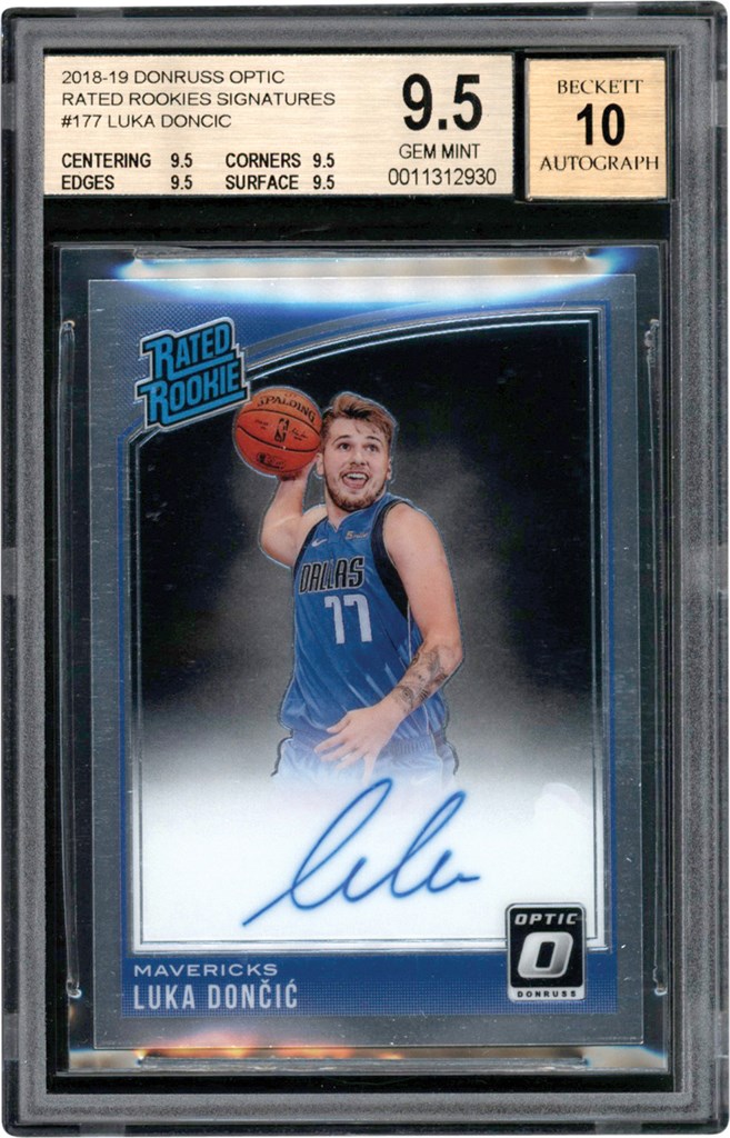 018-2019 Donruss Optic Rated Rookies Signatures #177 Luka Doncic Autograph Card BGS GEM MINT 9.5 - Auto 10 (True Gem)