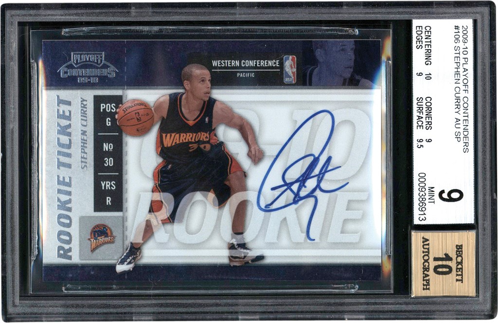 - 009-2010 Playoff Contenders SP #106 Stephen Curry Autographed Rookie Card BGS GEM MINT 9 - Auto 10 (Pop 6)