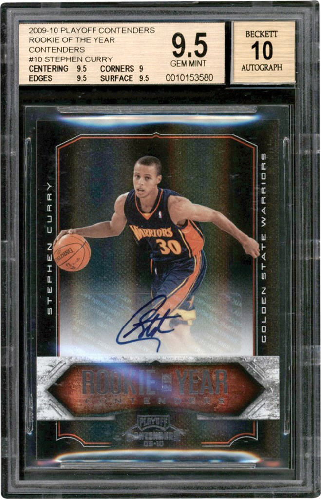 009-2010 Playoff Contenders Rookie of the Year #10 Stephen Curry Rookie Autograph Card #18/25 BGS GEM MINT 9.5 - Auto 10 (Pop 2 None Higher)