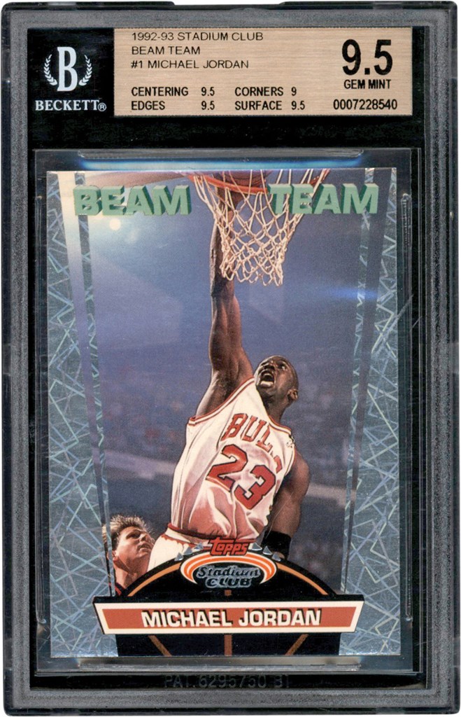- 992-1993 Stadium Club Beam Team #1 Michael Jordan Card BGS GEM MINT 9.5