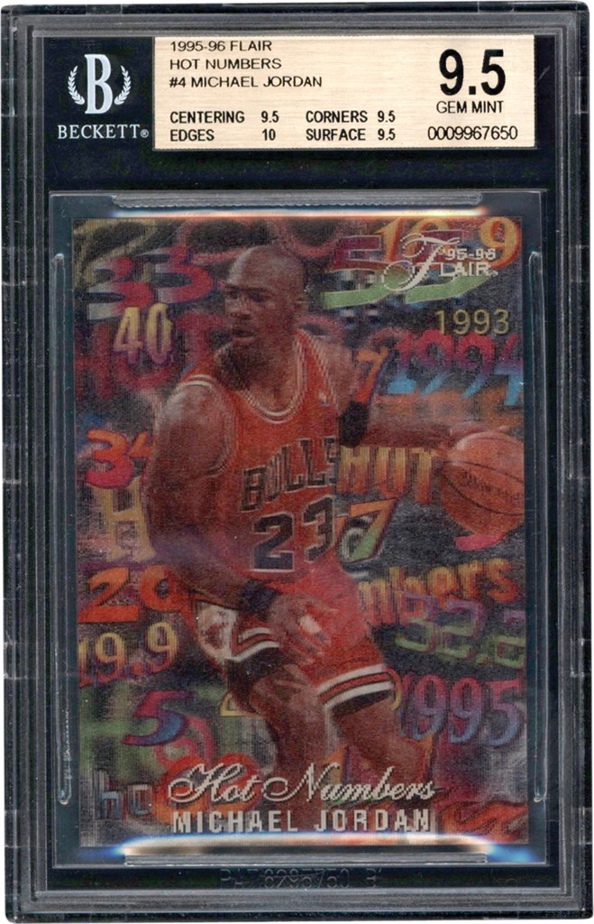 - 995-1996 Flair Hot Numbers #4 Michael Jordan Card BGS GEM MINT 9.5 (True Gem+)