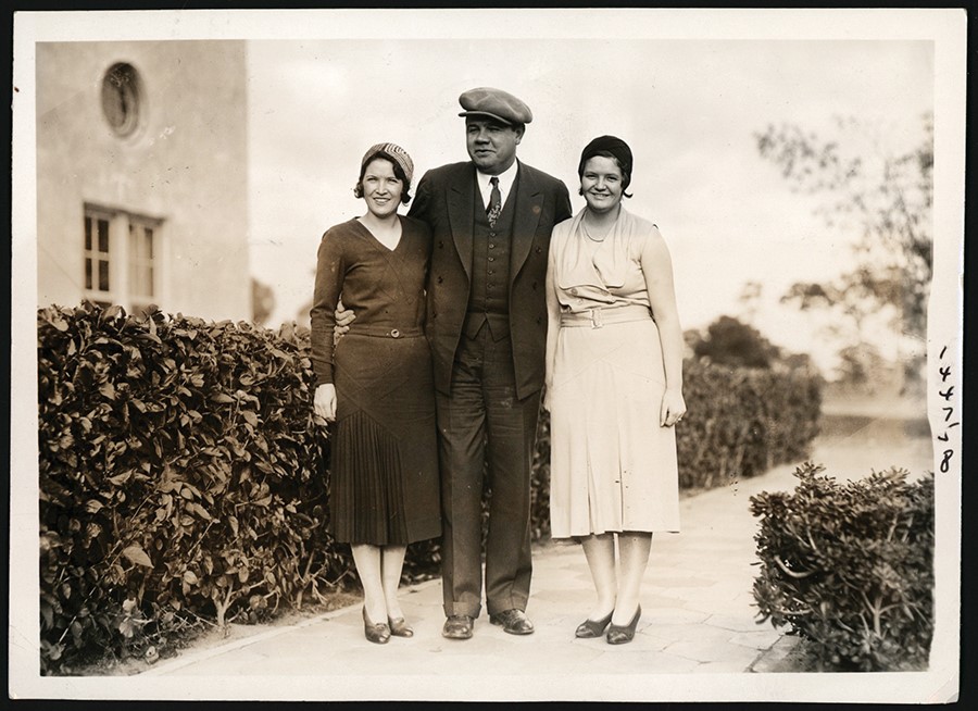 Vintage Sports Photographs - 1931 Babe Ruth w/Wife & Daughter Type I Photo (PSA)