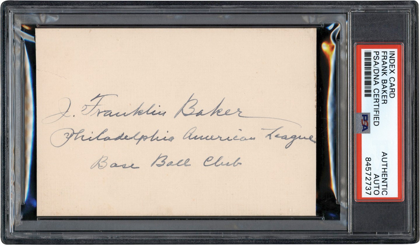 Frank Baker Signed Index Card (PSA)