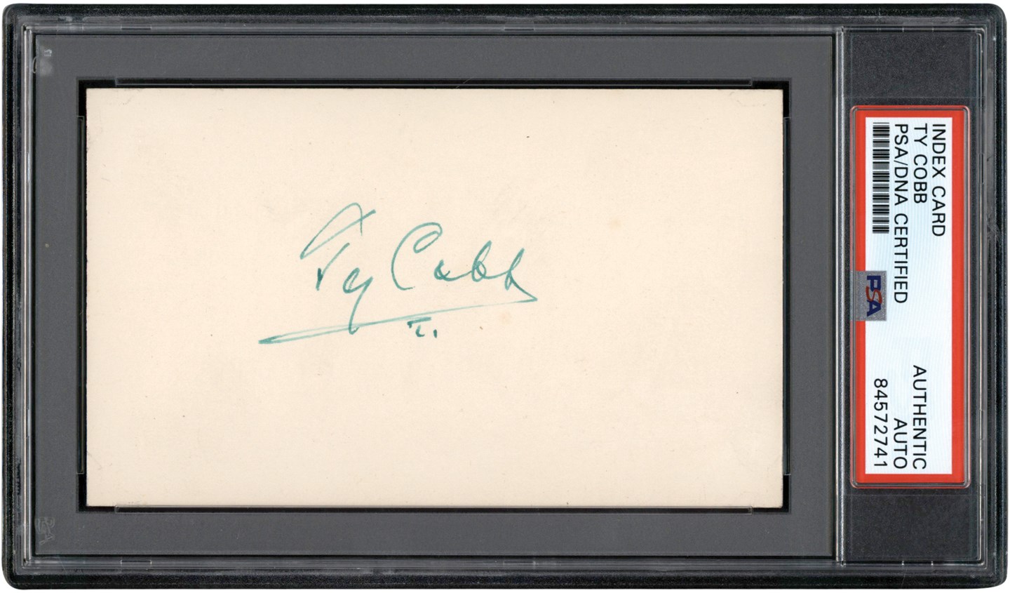 Ty Cobb Signed Index Card (PSA)