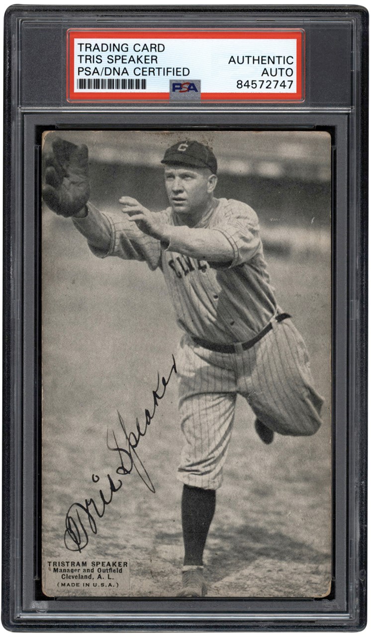 Baseball Autographs - 1925 Exhibits Tris Speaker Signed Card (PSA)