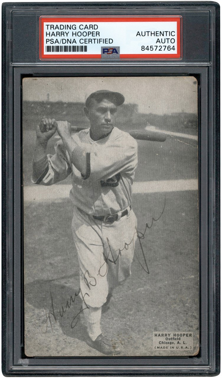 Baseball Autographs - 1925 Exhibits Harry Hooper Signed Card (PSA)