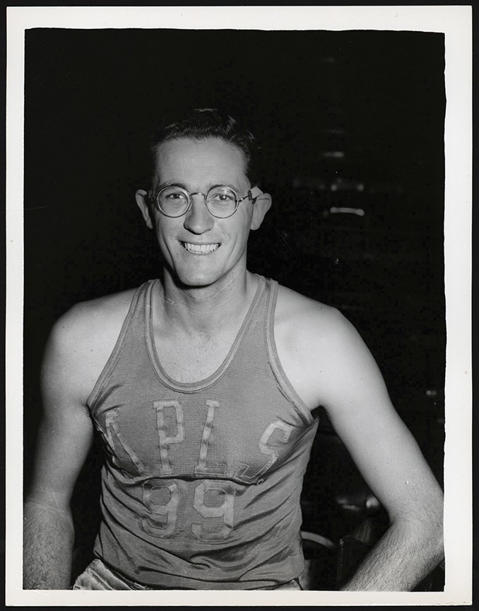 Vintage Sports Photographs - 1948 George Mikan Minneapolis Lakers Photograph (PSA Type II Photo)