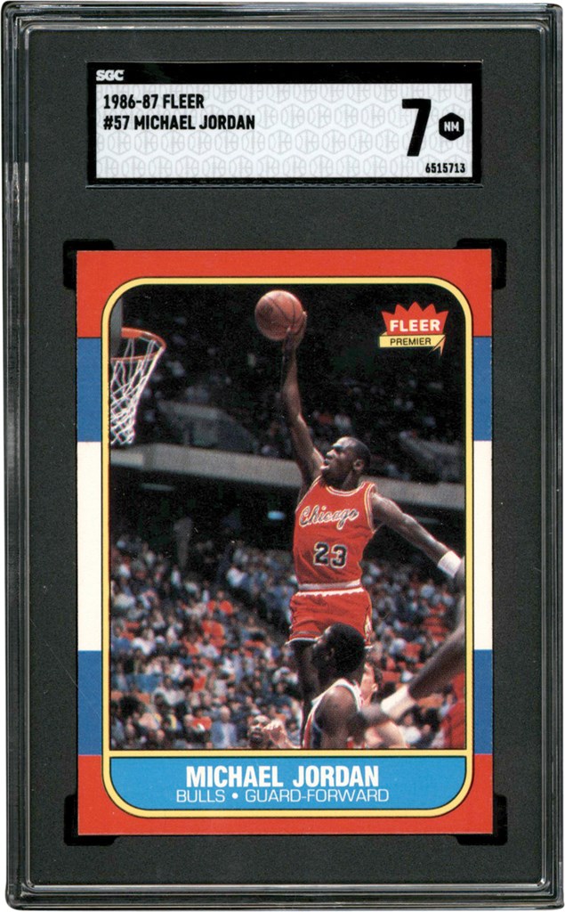 - 986-1987 Fleer Basketball #57 Michael Jordan Rookie Card SGC NM 7