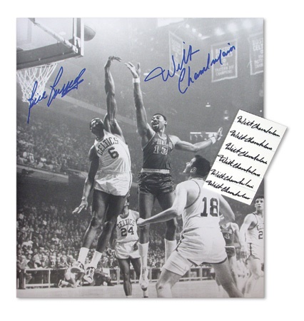 Wilt Chamberlain and Bill Russell Autographed Photo (16x20”)