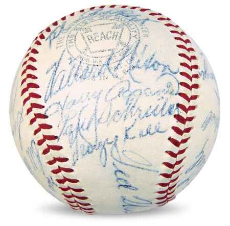 Autographed Baseballs - 1954 Boston Red Sox Team Signed Baseball with Harry Agganis