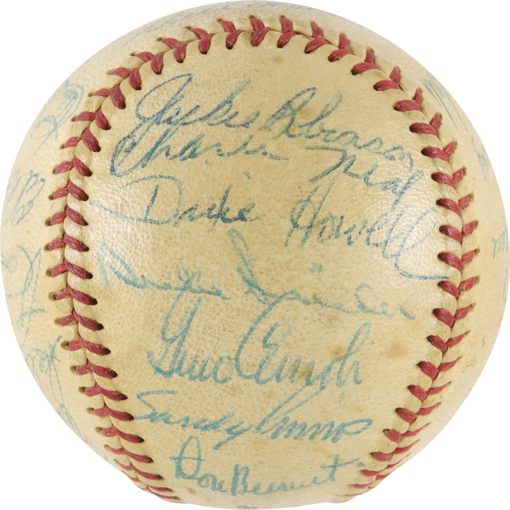 - 1956 Brooklyn Dodgers NL Champions Team-Signed Baseball w/Robinson, Campanella & O'Malley (PSA)