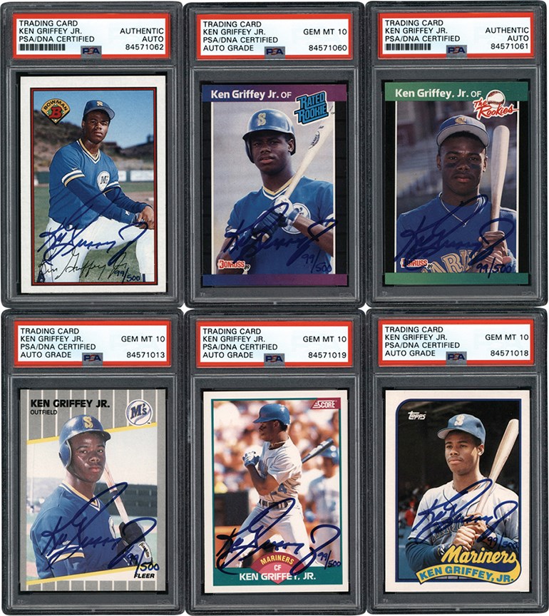 - 1989 Ken Griffey Jr. Signed Limited Edition Rookie Card Set LE #99/500 (6) All PSA