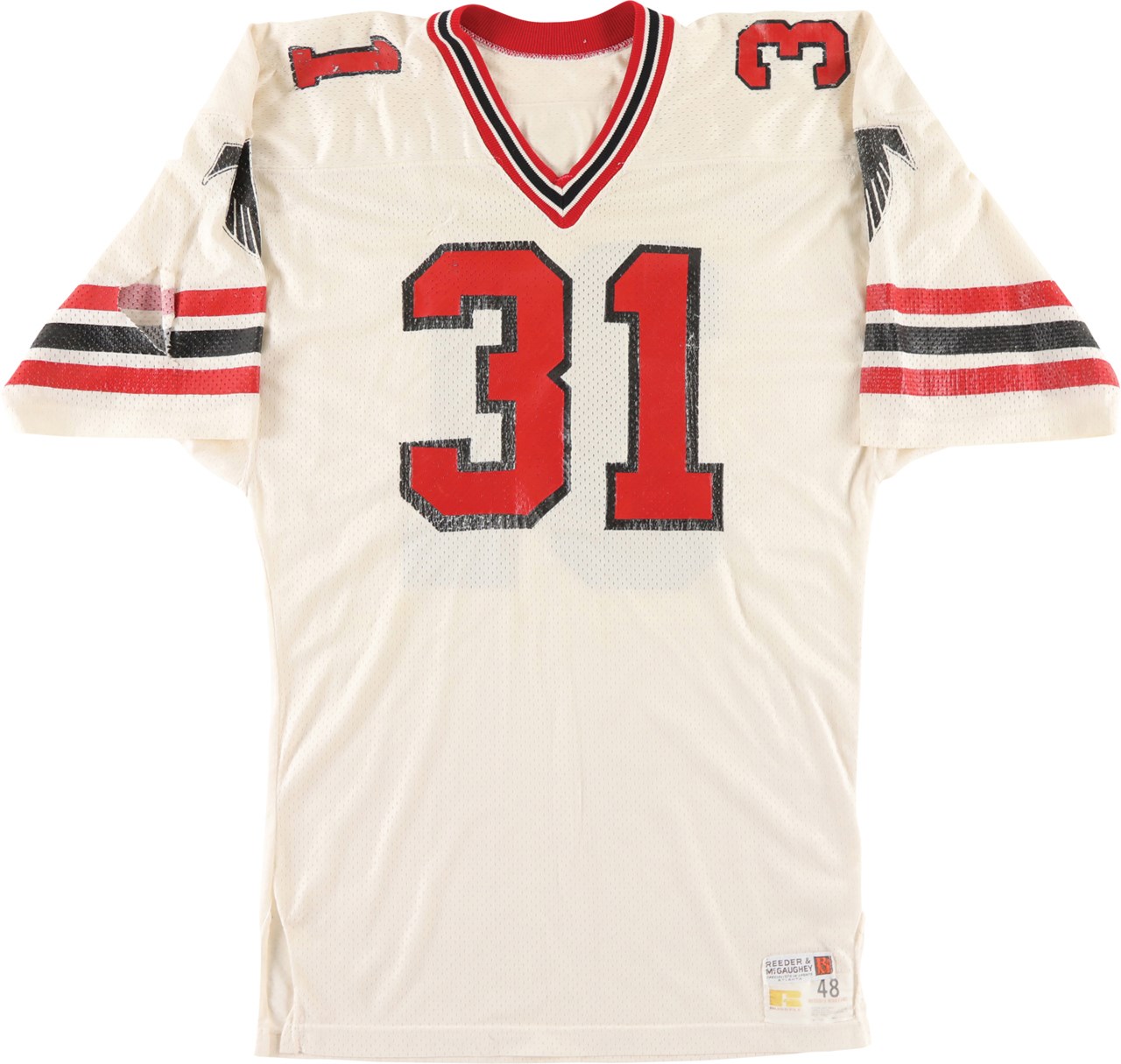 - 1980s William Andrews Atlanta Falcons Signed & Inscribed Game Worn Jersey