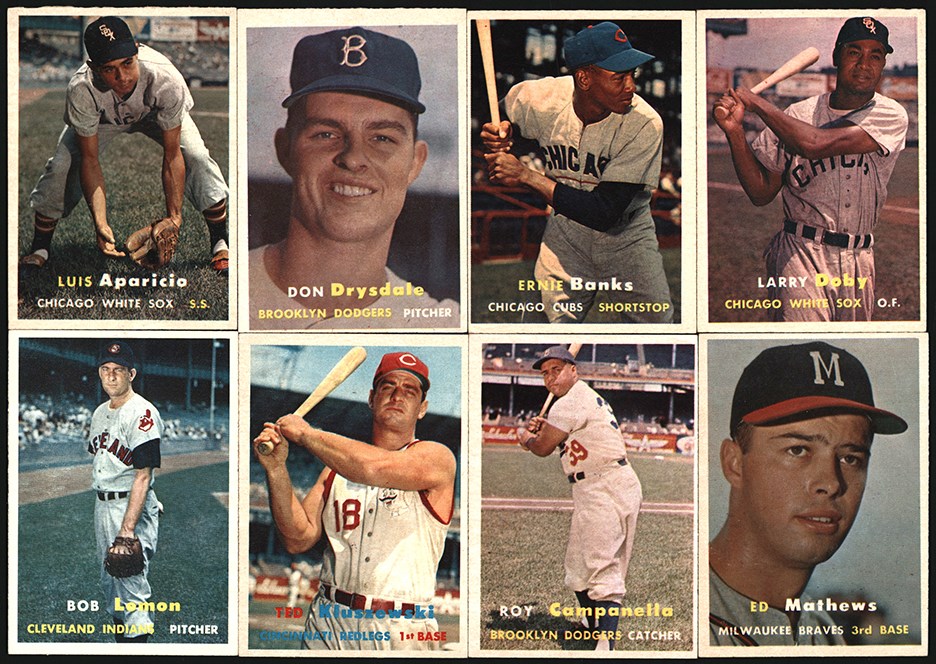 - 957 Topps Baseball Near Complete Set (384/407) Plus One Checklist and 10 Duplicates