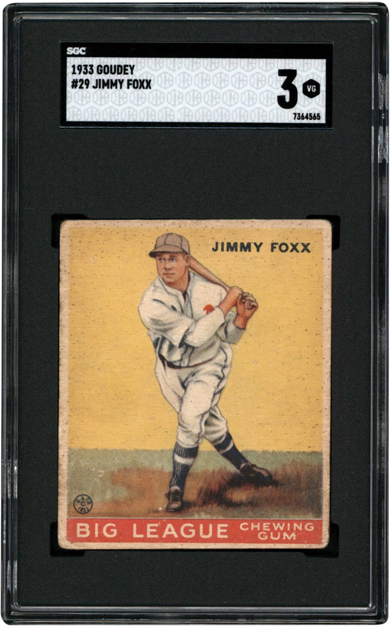 - 1933 Goudey #29 Jimmy Foxx SGC VG 3