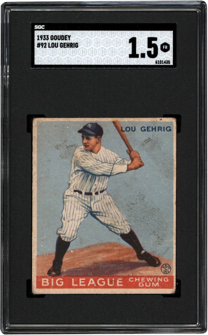 - 1933 Goudey #92 Lou Gehrig SGC FR 1.5