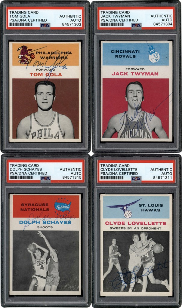 Basketball Cards - 1961-1962 Fleer Basketball Hall of Famers Signed Card Collection (7)