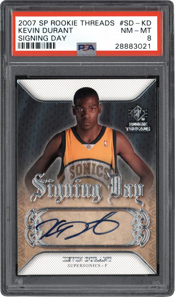 Modern Sports Cards - 007-2008 SP Rookie Threads Signing Day #SD-KD Kevin Durant Autograph Rookie Card PSA NM-MT 8