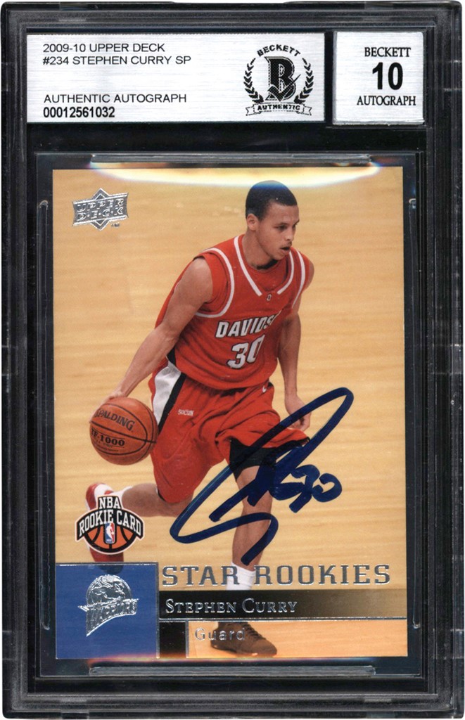 Modern Sports Cards - 009-2010 Upper Deck Basketball #234 Stephen Curry SP Rookie Autographed Card BGS - Auto 10