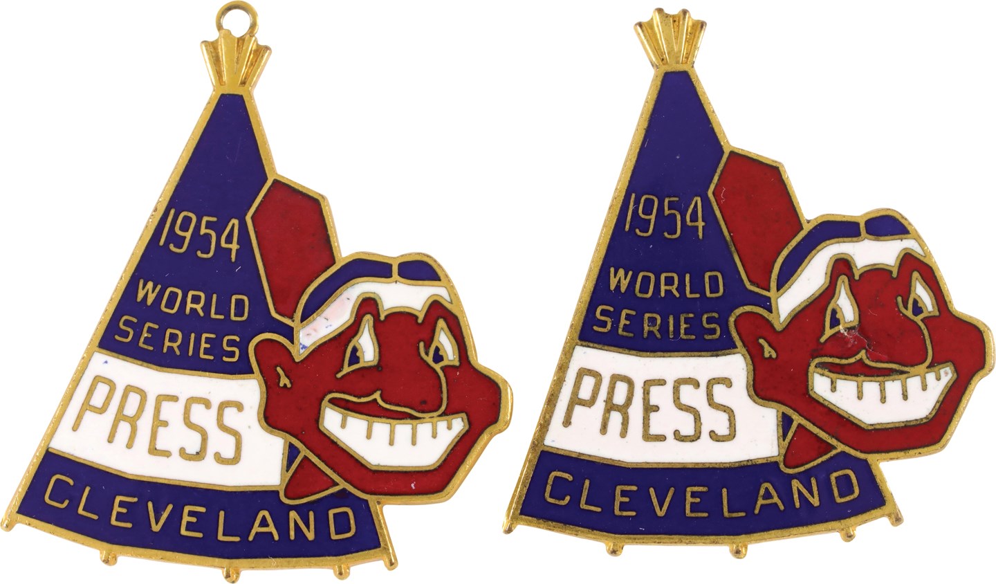 Baseball Memorabilia - 1954 Cleveland Indians World Series Press Pin and Charm