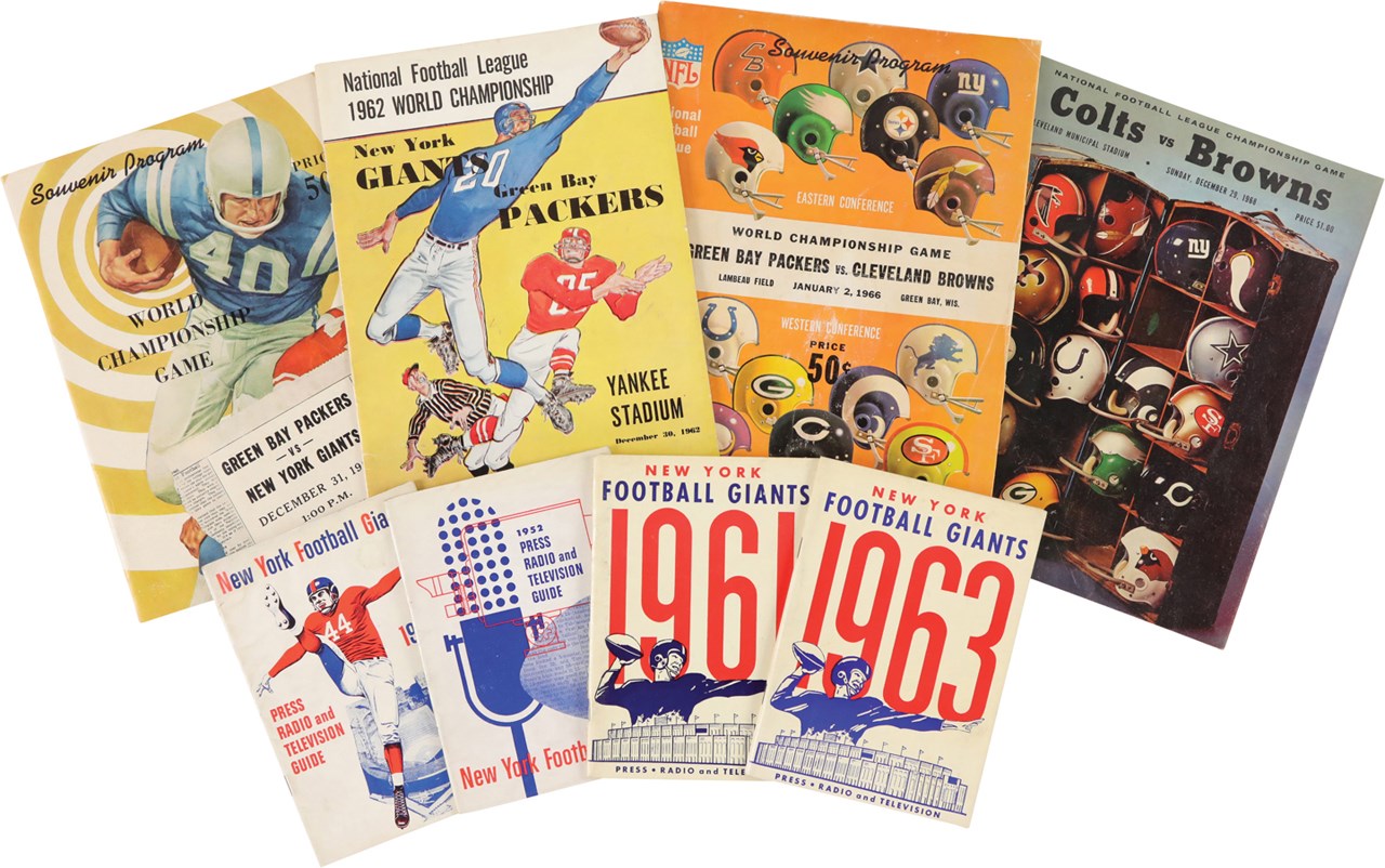 - 1950s-60s NFL Publication Collection w/NFL Championship Programs and Jim Brown's Last Game Program (8)