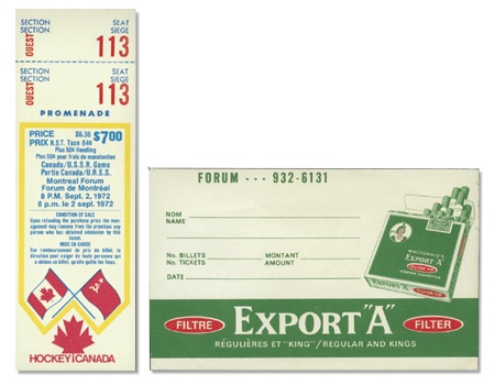 Hockey Memorabilia - 1972 Canada Russia Series Full Unused Ticket From Montreal