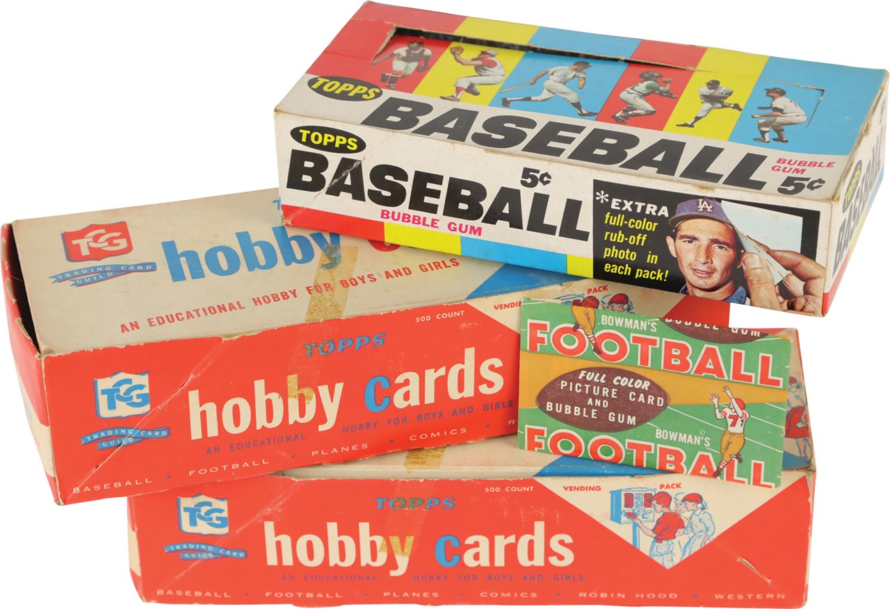 - 1950s-60s Topps Baseball & Football Display Boxes and Pack