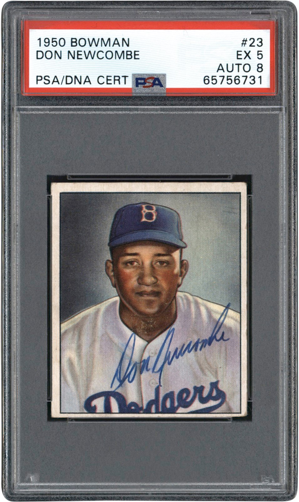 - Signed 1950 Bowman #23 Don Newcombe Rookie Card PSA EX 5 Auto 8 (Pop 2 Highest Graded)
