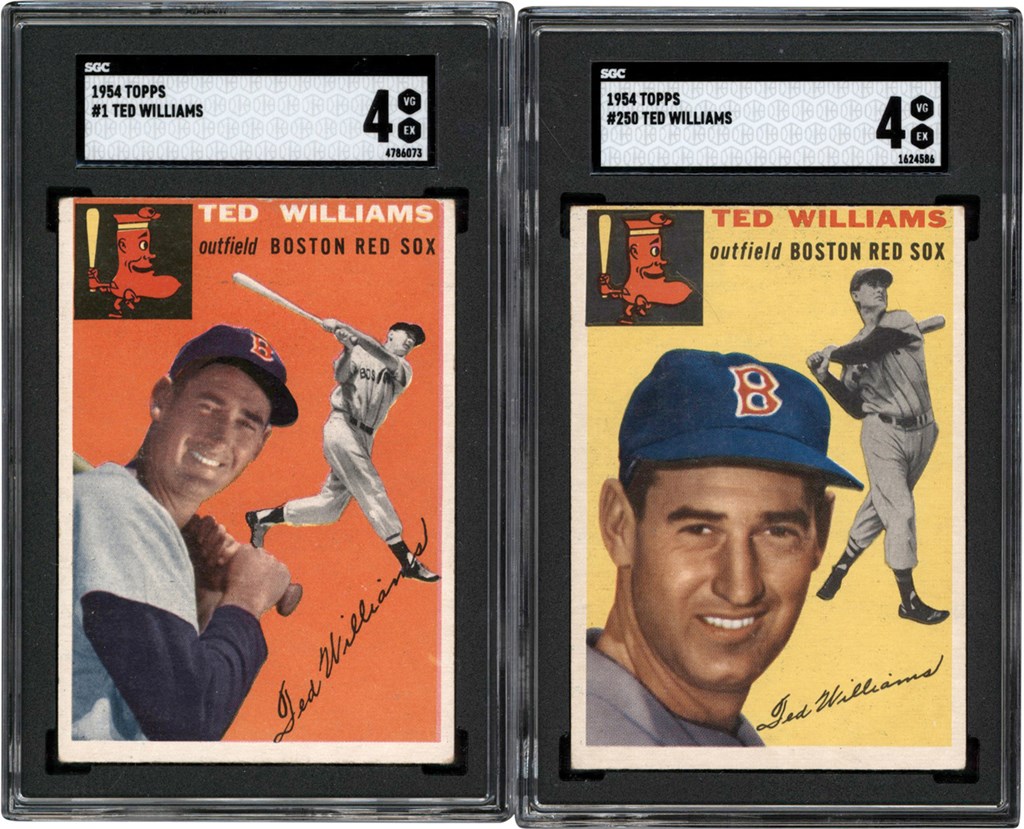 - 1954 Topps #1 & #250 Ted Williams SGC VG EX 4 Duo (2)