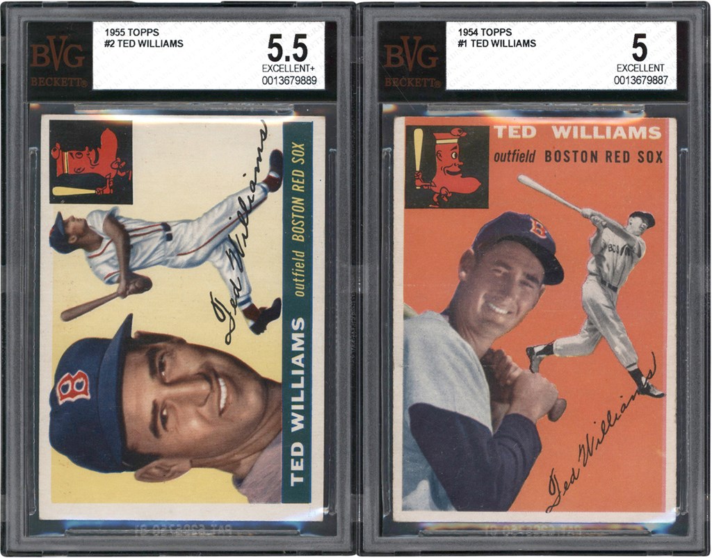 - 1954 & 1955 Topps Ted Williams Pair (2) Both BVG