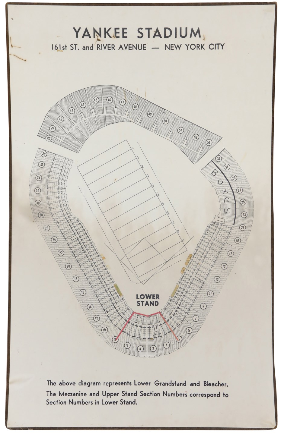 - 1973 Original Yankee Stadium Large-Format Seating Chart - Hung in Yankee Stadium!